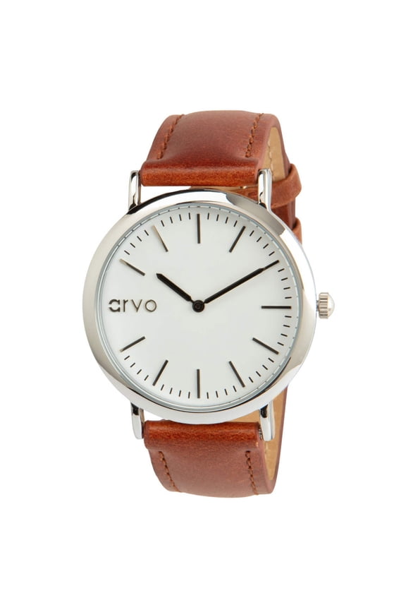 White Time Sawyer Watch - Silver - Brown Leather