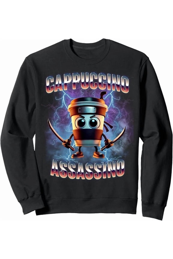 Cappuccino Assassino Brainrot Italian Unisex Crewneck Sweatshirt