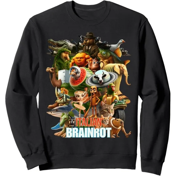 Sweatshirt Italian Brainrot Enfants - Coupe Classique, Col Tissé, 241 G