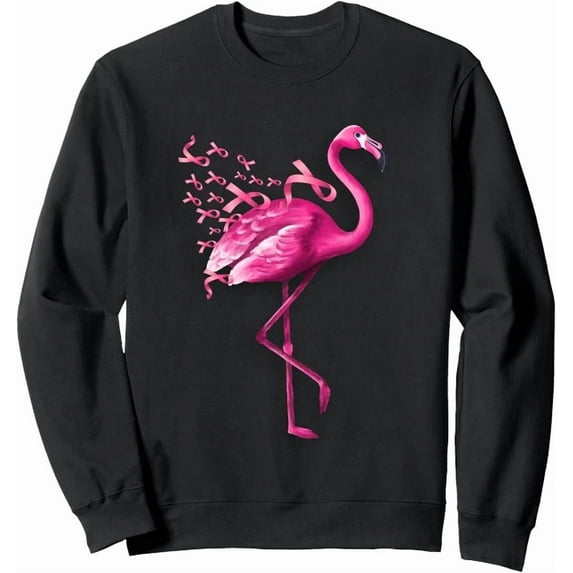 Arvy Pink Bird Flamingo Design Famingo Ribbon Unisex Crewneck ...