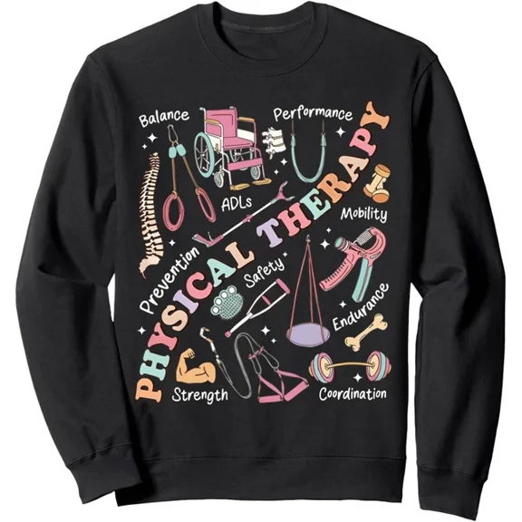 Arvy Retro Groovy Physical Therapy PT Exercise Therapist Unisex Crewneck Sweatshirt