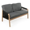 thumbnail image 1 of Arwen Modern Bohemian Roped Acacia Wood Outdoor Loveseat with Cushions, Dark Gray/Light Teak, 1 of 8