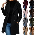 thumbnail image 1 of Arxian Women's Premium Wool Blend Double Breasted Mid Long Pea Coat Casual Hooded Long Sleeved Button Down Jacket With Lining and Pockets Pea Coat With Shoulder Pads, 1 of 9