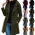 thumbnail image 1 of Arxian Women's Premium Wool Blend Double Breasted Mid Long Pea Coat Casual Hooded Long Sleeved Button Down Jacket With Lining and Pockets Pea Coat With Shoulder Pads, 1 of 9