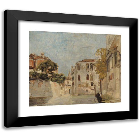 Ary-Arnold Scheffer 23x20 Black Modern Framed Museum Art Print Titled - View of Venice (1873)