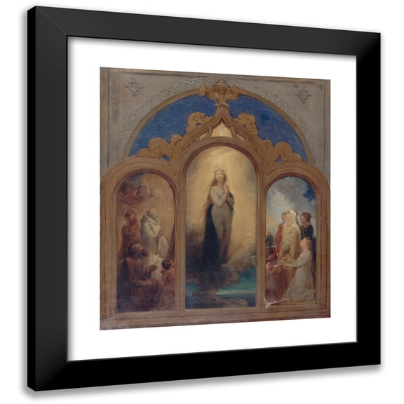Ary Scheffer 12x14 Black Modern Framed Museum Art Print Titled - Project for a Triptych (19th Century)