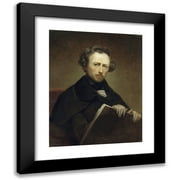Ary Scheffer 12x14 Black Modern Framed Museum Art Print Titled - Self Portrait at the Age of 43 (C. 1838)