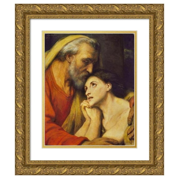 Ary Scheffer 12x14 Gold Ornate Wood Frame and Double Matted Museum Art Print Titled - The Return of the Prodigal Son (1857)