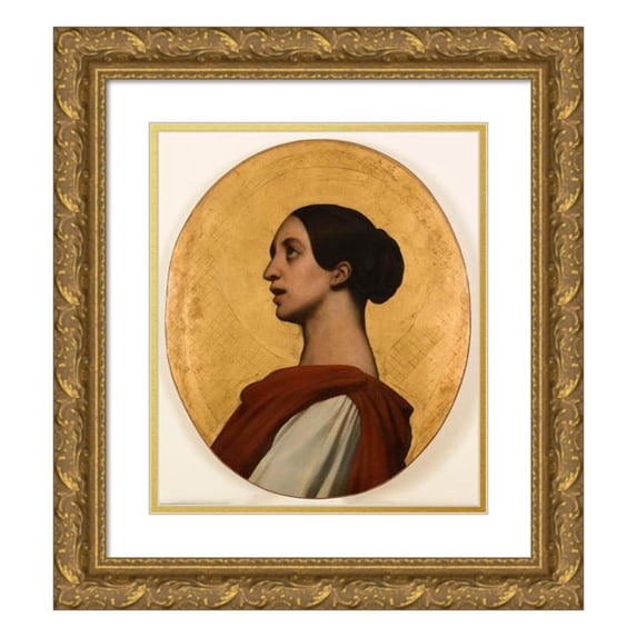 Ary Scheffer 15x17 Gold Ornate Wood Frame and Double Matted Museum Art Print Titled - Portrait of Pauline Viardot in Saint Cecile (1851)