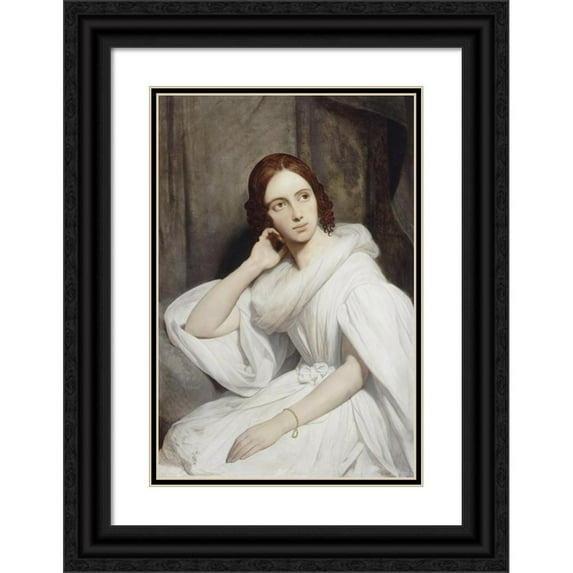 Ary Scheffer 17x24 Black Ornate Framed Double Matted Museum Art Print Titled: Portrait of Sophie Marin, Widow of Lieutenant General Baudrand