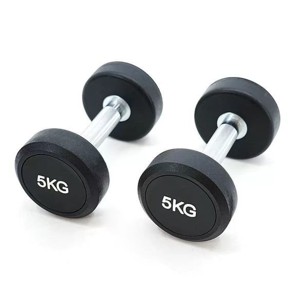 Aryamask 2-Pack 5KG Encased Dumbbells, Non-Slip Electroplated Handle, Rubber Coated for Home Gym
