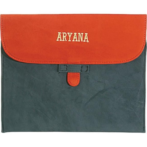 Aryana Ella-2-Grn Chic Basic Green Tan Suede Flap Closure Essential Ipad Cover