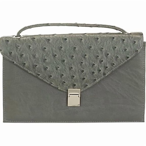 Aryana Rina6-Gray Chic Gray Ostrich Texture Structured Single Strap Womens Handbag