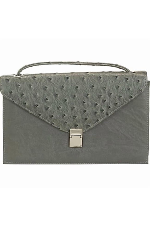 Rina6-Gray Chic Gray Ostrich Texture Structured Single Strap Womens Handbag