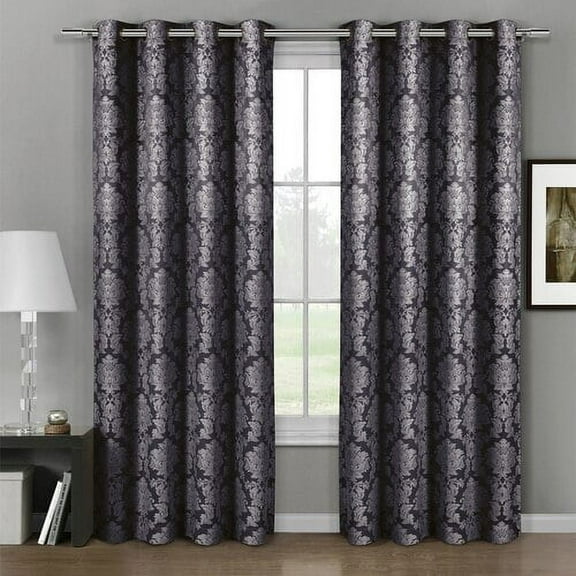 Aryanna Jacquard Grommet Top Curtain Panel Pair (set of 2)