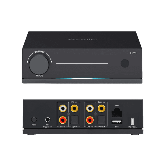 Arylic LP20 WiFi Music Streamer & Wireless Preamplifier, Compatible with AirPlay 2, Supports Spotify Connect & TIDAL Connect, Bluetooth 5.4