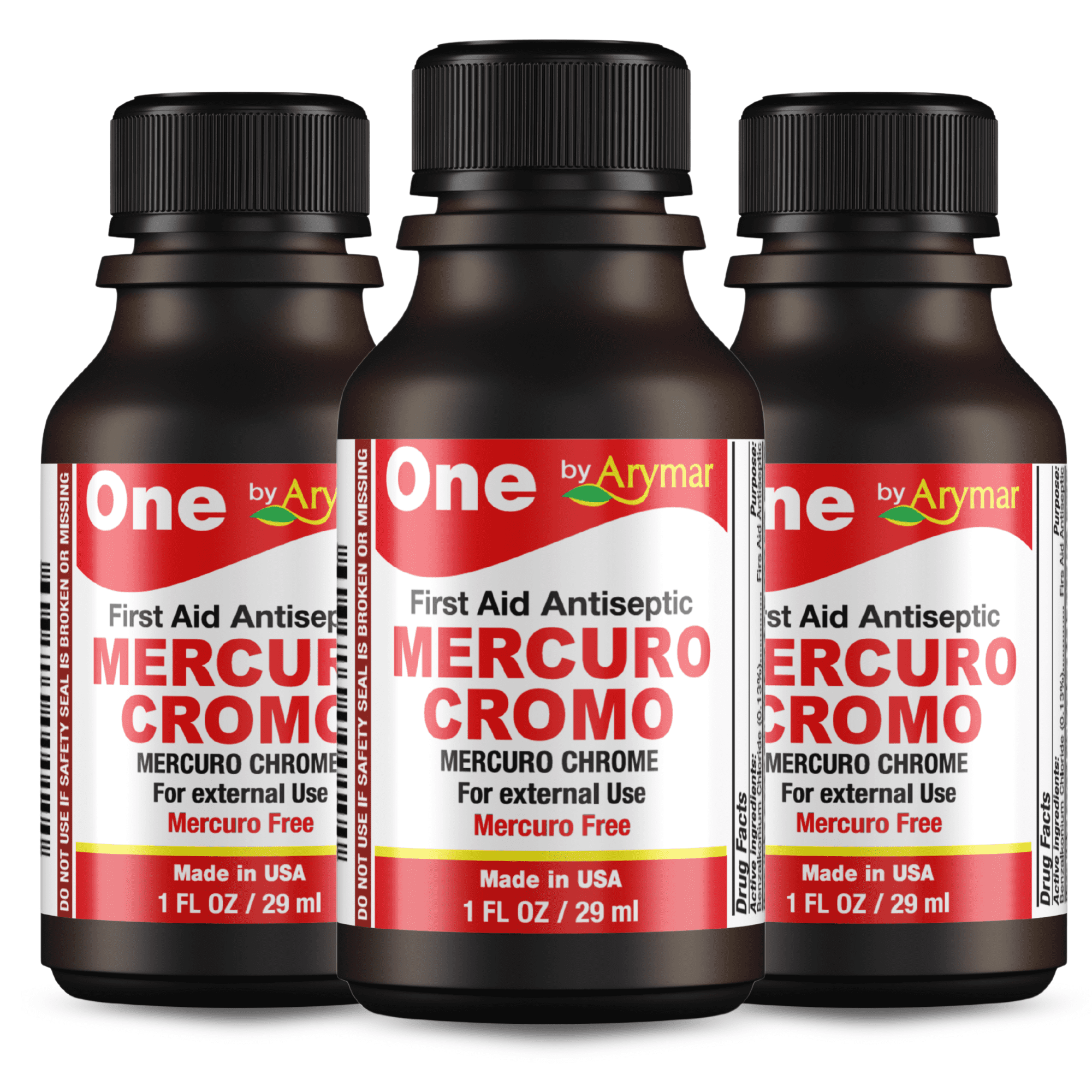 Arymar Mercuro Chromo – First Aid Antiseptic for Wounds, 1 fl oz (3-Pack)