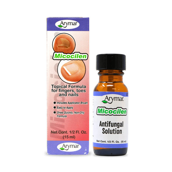 Arymar Micocilen Antifungal Solution for Fingers, Toes & Nails with Applicator Brush, 0.5 oz (15ml)