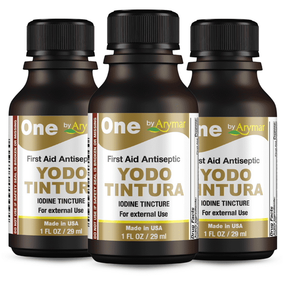 Arymar Yodo Tintura Iodine, – First Aid Antiseptic for Wounds, 1 fl oz (3-Pack)