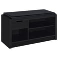 thumbnail image 1 of Aryn Storage Bench with Adjustable Shelf, Black Faux Leather, Black, 1 of 5