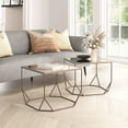 thumbnail image 1 of Arzon Coffee Table Set (2-Piece) Bronze Coffee Table, Modern Style, Mirror Glass square shape tabletop, MDF, Indoor Living, 1 of 5