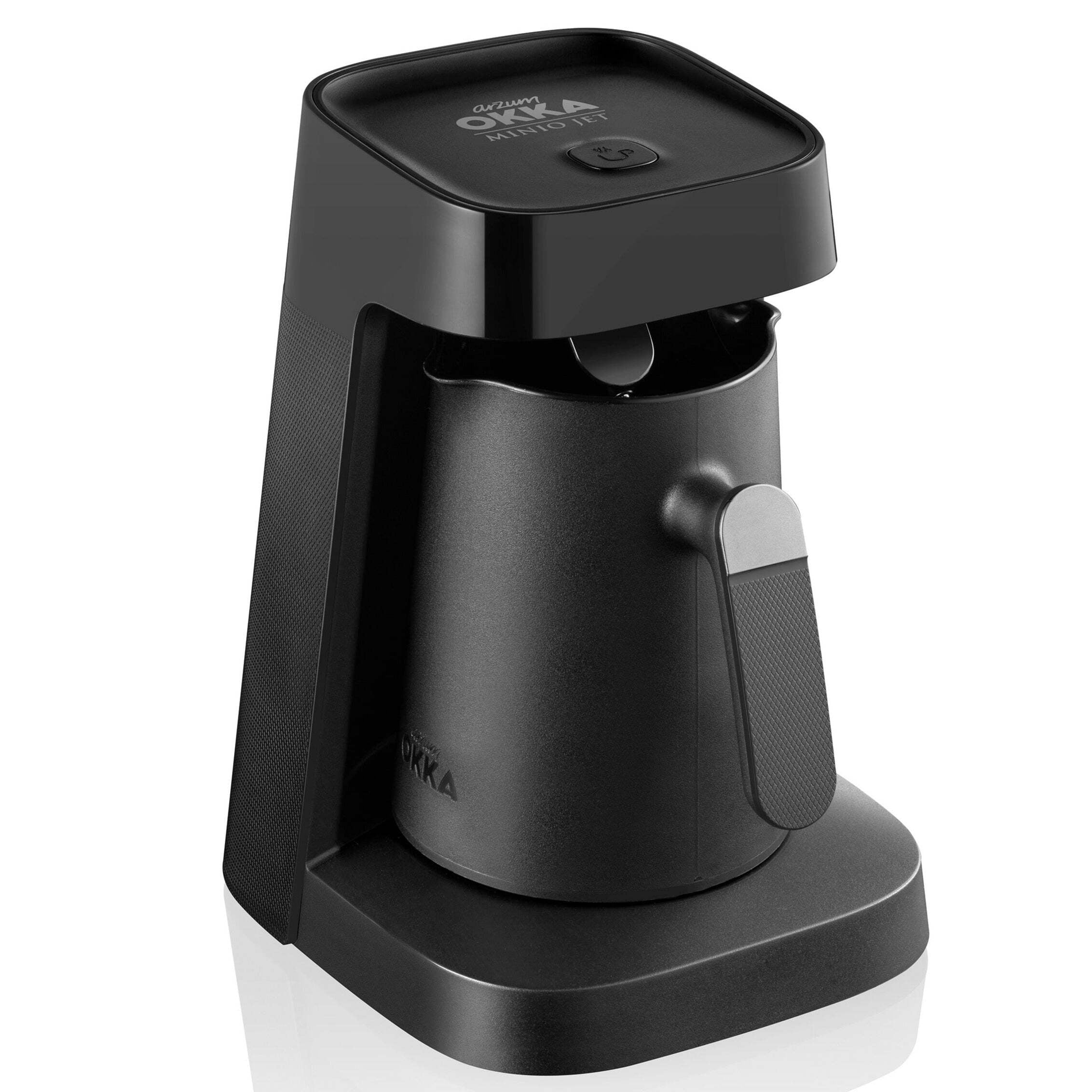 Arzum Okka Jet Black Matte Turkish Coffee Maker with Chrome Accents