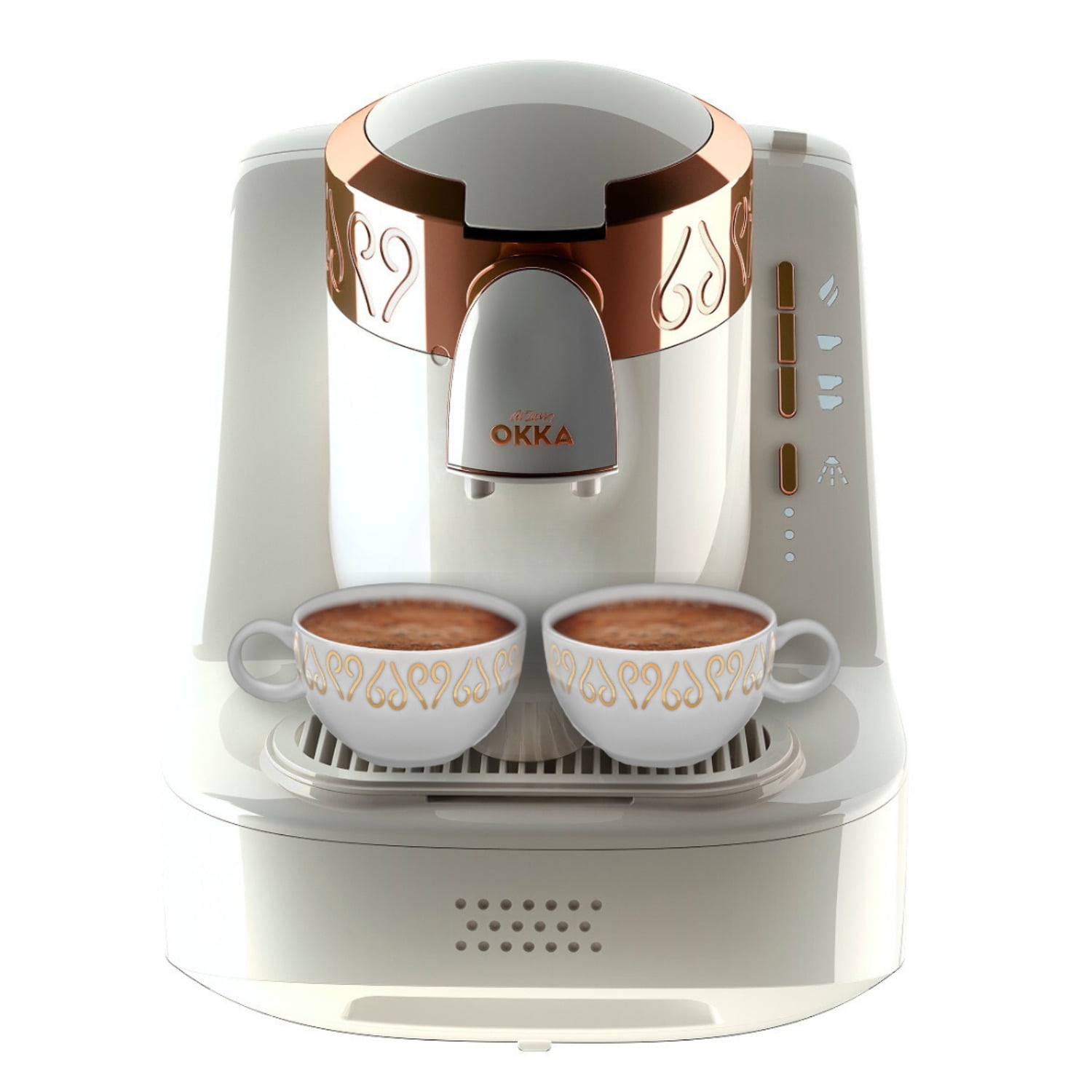 White and Copper Matte Finish Automatic Turkish Coffee Machine