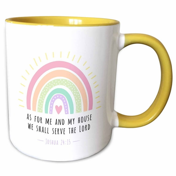 3drose, as for Me and My House We Shall Serve the Lord Bible Verse Faith Quote, 11oz Two-tone Yellow Mug