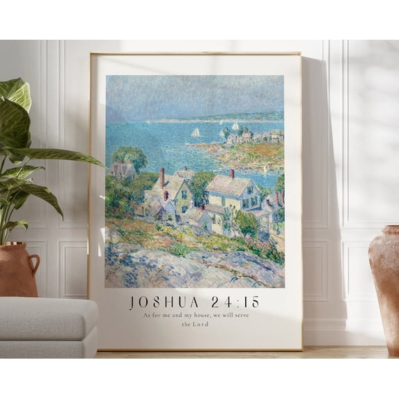 As For Me And My House We Will Serve The Lord Childe Hassam Bible Verse Decor, Unframed Canvas 16x20in