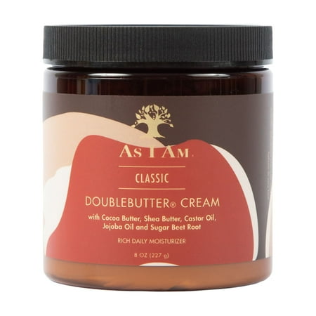 As I Am Coconut Double Butter Cream Moisturizing Cream for Dry Curls and Coils Softness and Shine 8 oz with Shea Butter, Castor Oil and Cocoa Butter