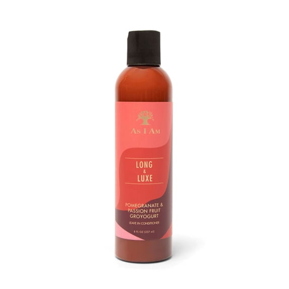 As I Am Long & Luxe GroYogurt Leave In Leave In Conditioner for Weak and Breakage Hair Moisture Support 8 fl.oz. with Pomegranate and Passion Fruit