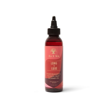 As I Am Long & Luxe Gro Hair Oil – Moisturizing & Strengthening for Breakage-Prone Hair & Length Retention – 4 fl oz (Pomegranate & Passion Fruit)