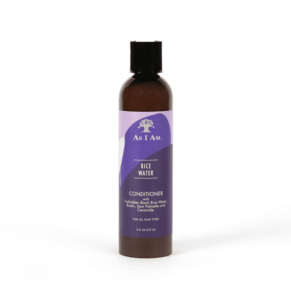 As I Am Rice Water Conditioner for Breakage Repair and Moisture Support for Weak Hair 8 fl.oz. with Forbidden Black Rice, Saw Palmetto, Biotin