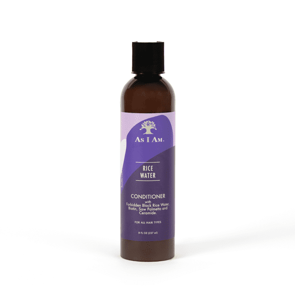 As I Am Rice Water Conditioner for Breakage Repair and Moisture Support for Weak Hair 8 fl.oz. with Forbidden Black Rice, Saw Palmetto, Biotin