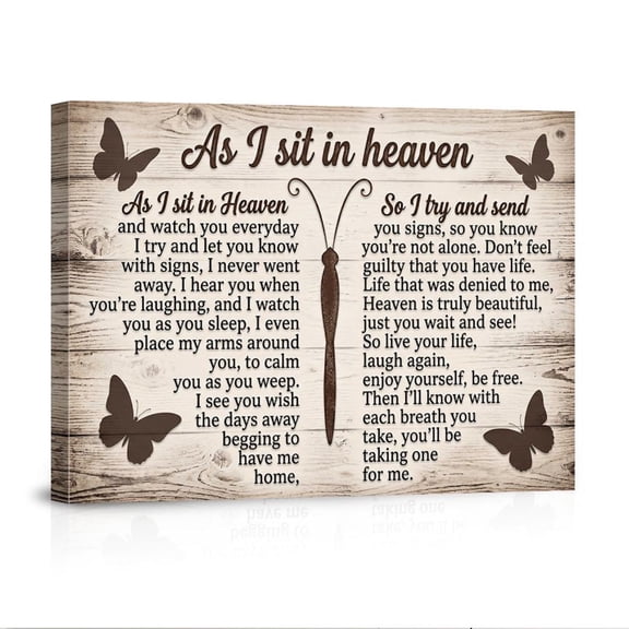 As I Sit In Heaven Dragonfly And Butterfly Memorial Sympathy Poem For Remembrance Condolence Home Canvas