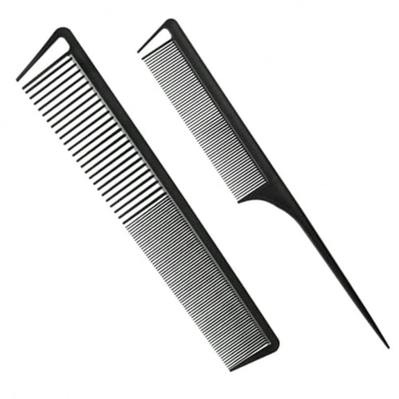 As Pic Black Teasing Comb With Fine And Wide Teeth + Rat-Tail Styling Comb
