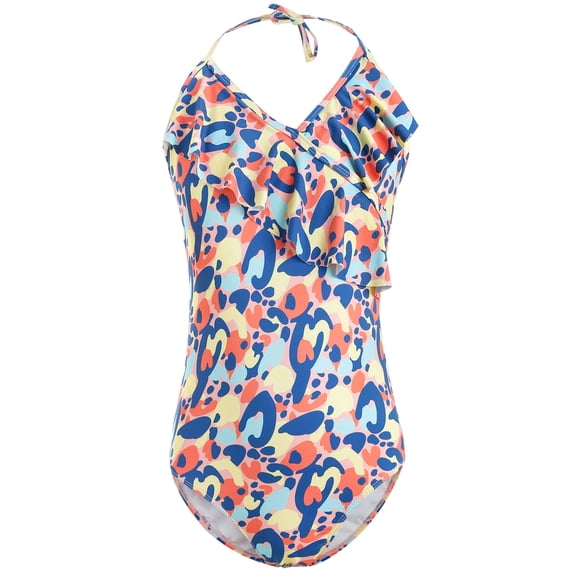 As Rose Rich Girls Swimsuit Ruffle One Piece Bathing Suits UPF50+, 7-8