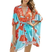 As Rose Rich Kimonos for Women Summer Swim Cover Up Kimono Cardigan, 1X