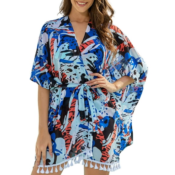 As Rose Rich Kimonos for Women Summer Swim Cover Up Kimono Cardigan, 2X