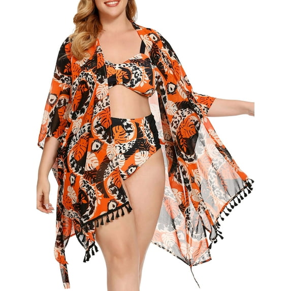 As Rose Rich Kimonos for Women Summer Swim Cover Up Kimono Cardigan, M