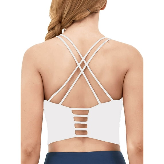 As Rose Rich Strappy Sports Bra for Women Padded Athletic Yoga Bra, S