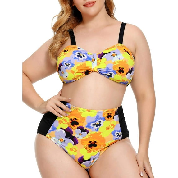 As Rose Rich Women's Plus Size Swimsuit Two Piece Bathing Suits, 1X