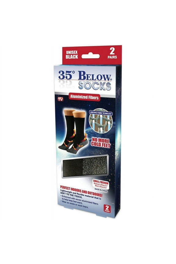 As Seen On TV 35 Below Socks, Black, Small/Medium