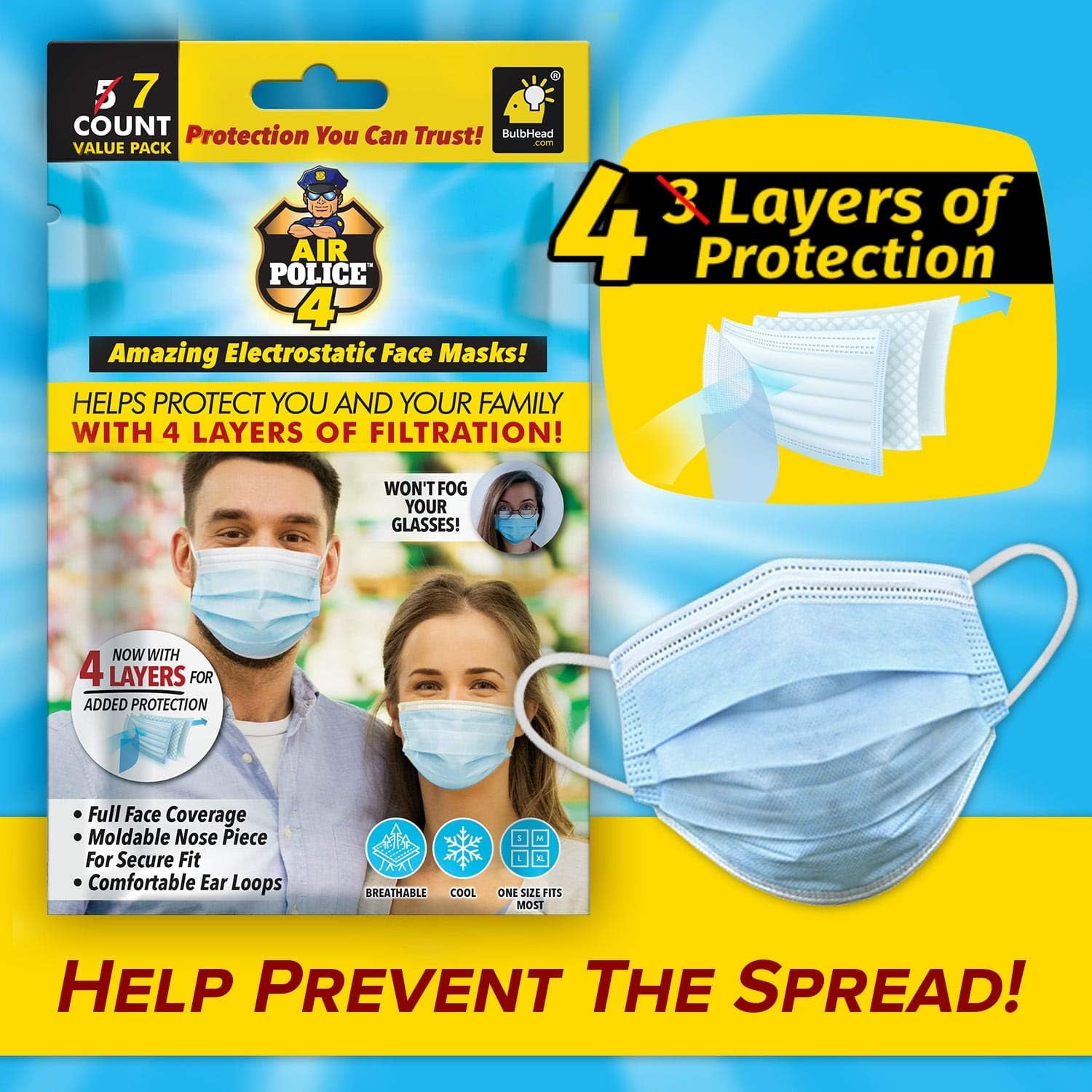 As Seen On TV Air Police Face Masks with 4 Layers of Protection by