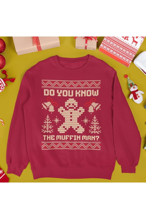 As Seen in Shrek Do You Know The Muffin Man Ugly Christmas Sweatshirt | Gingerbread Man | 3 Colors