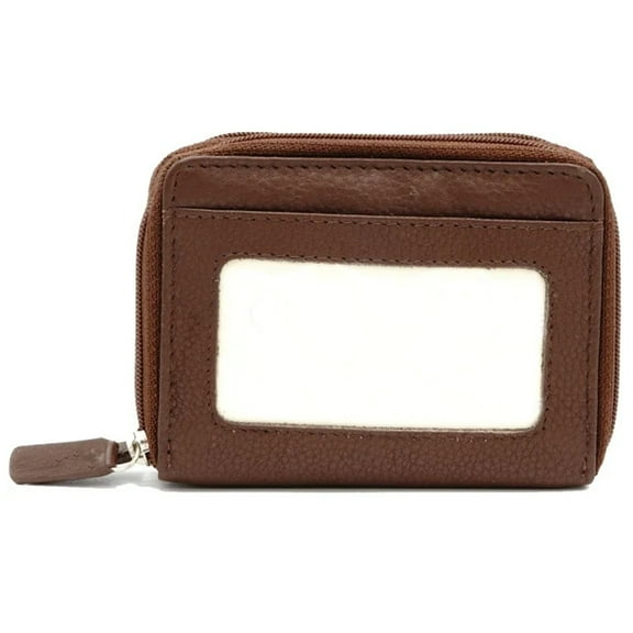 As Seen on TV Accordion Cardholder Wallet Faux Leather Compartment 5 Pocket Unisex Brown Adult