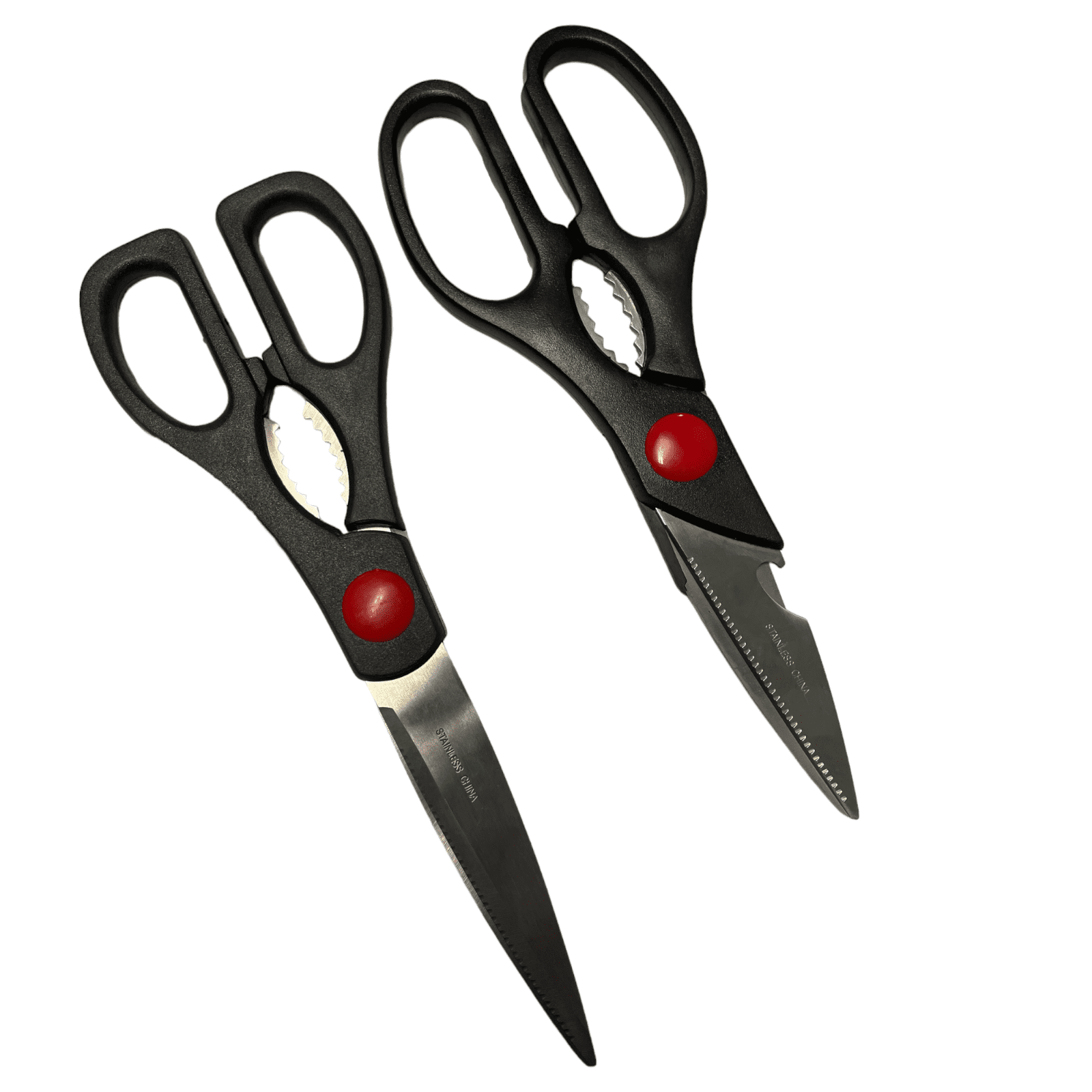 As Seen on TV Kitchen Shears Two-Pack - 9" & 8.5" Blades - Stainless Steel Black