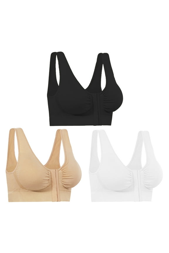 Miracle Bamboo Comfort Bra Deluxe All Day Best Lift And Support Seamless Wireless Comfort Design- L 37-40" Set of 3