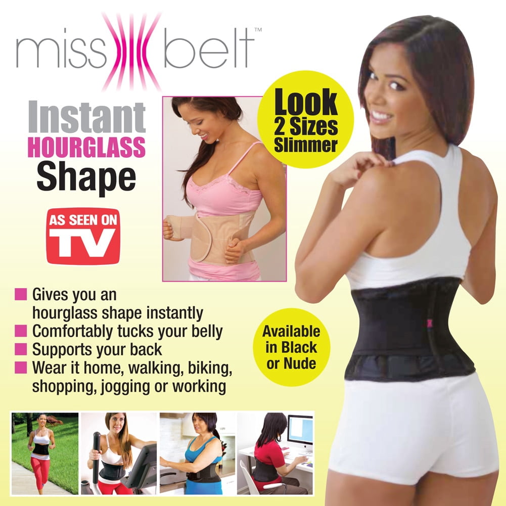 As Seen on TV Miss Belt Waistline Body Shaper, L/Xl, Black