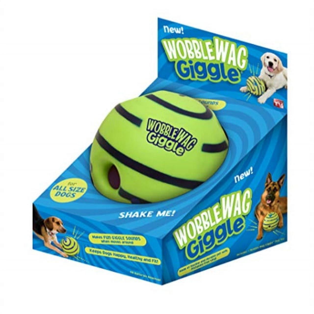 Wobble Giggle Interactive Dog Toys Ball, Squeaky Durable Wag Chewing Ball  for Training Teeth Cleaning Herding Balls Indoor Outdoor Safe Dog Gifts for